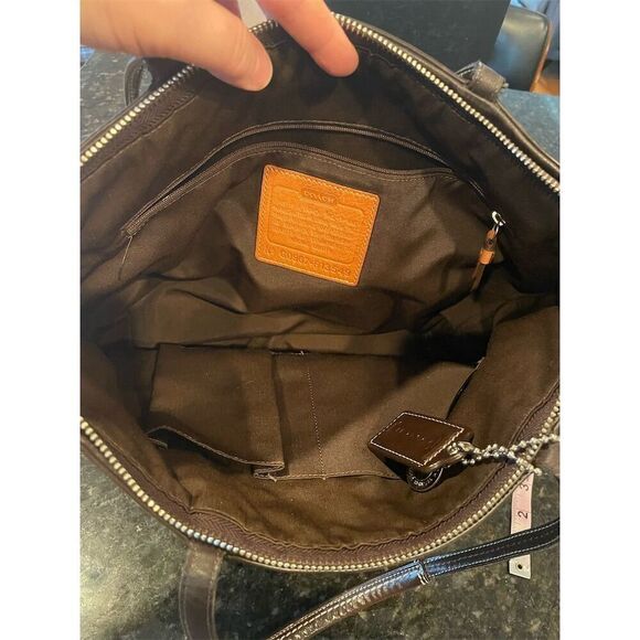 Coach Signature Brown Tote Bag Medium Women's Spacious Interior - Picture 16 of 16